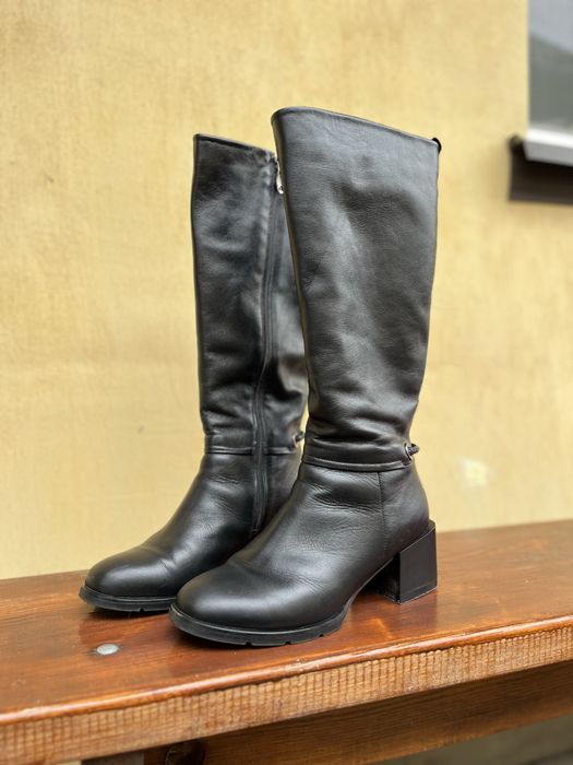 Зимові шкіряні сапожки, чорні, 39 розмір