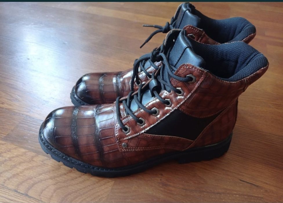 Buty wysokie jesień zima wysokie męskie brąz Amazon