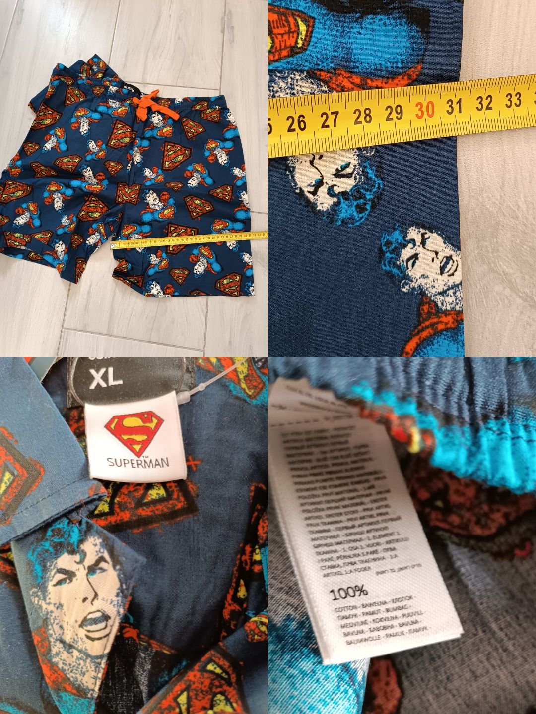 Rozpinana piżama na lato motyw Superman komplet M / L  L / XL