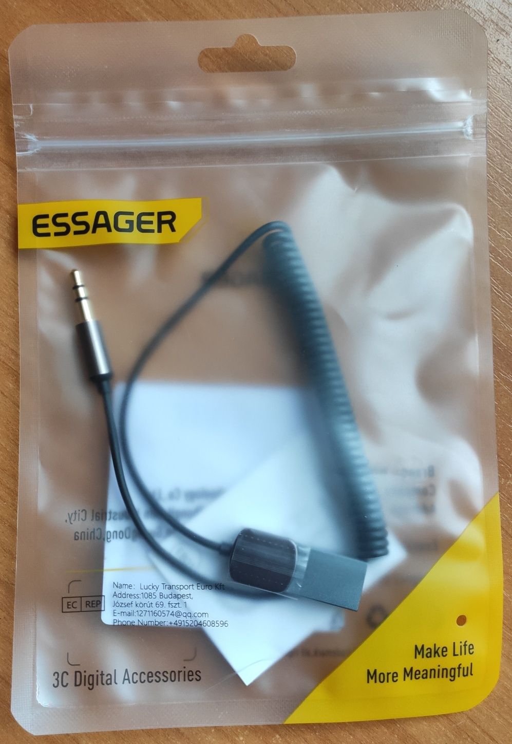 Bluetooth приймач Essager з USB на гніздо 3,5мм, Aux, Bluetooth 5,0.