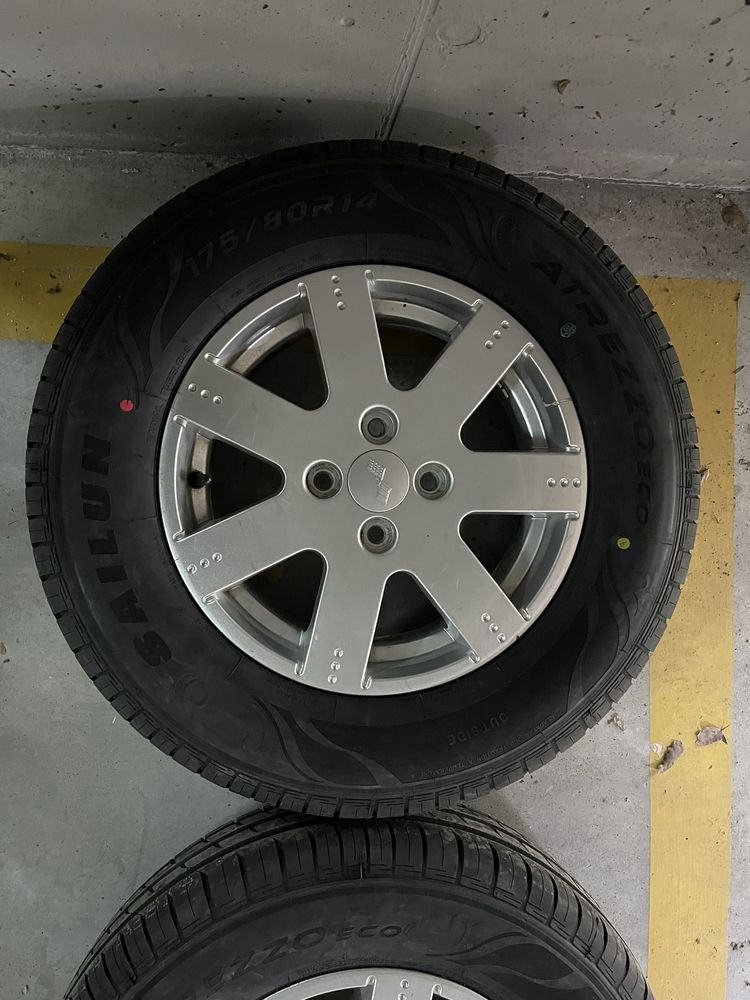 Felgi + nowe opony AIXAM 175/80R14 4x114,3 ET36 oryginał