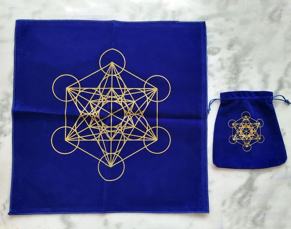 Conj. Toalha + Bolsa Veludo "Metatron" p/ Tarot