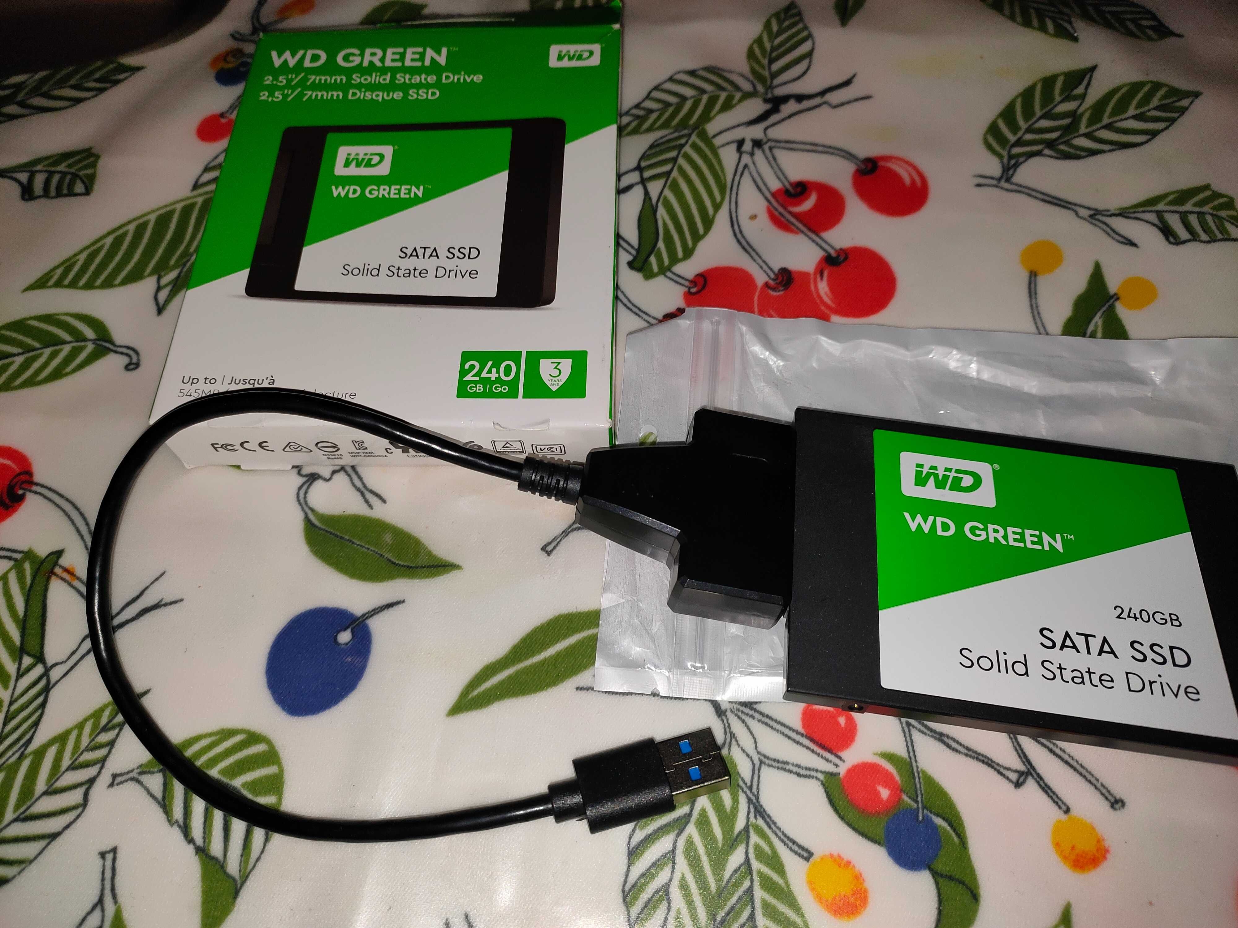 Western Digital Green SSD 240GB 2.5"SATAIII+переходник+ карман адаптер