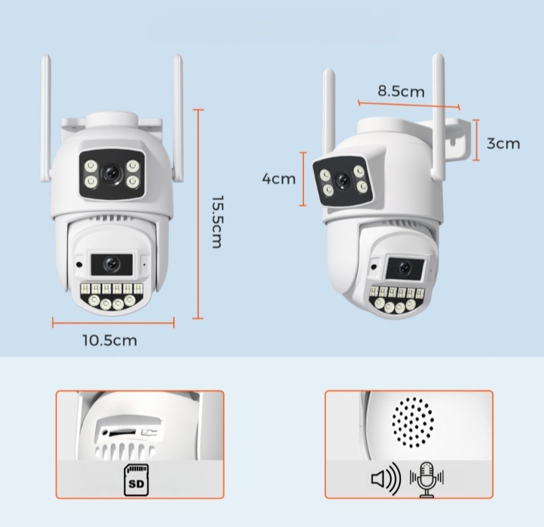Kamera Zewnętrzna Obrotawa Podwójna IP WiFi HD 5x Zoom Smart