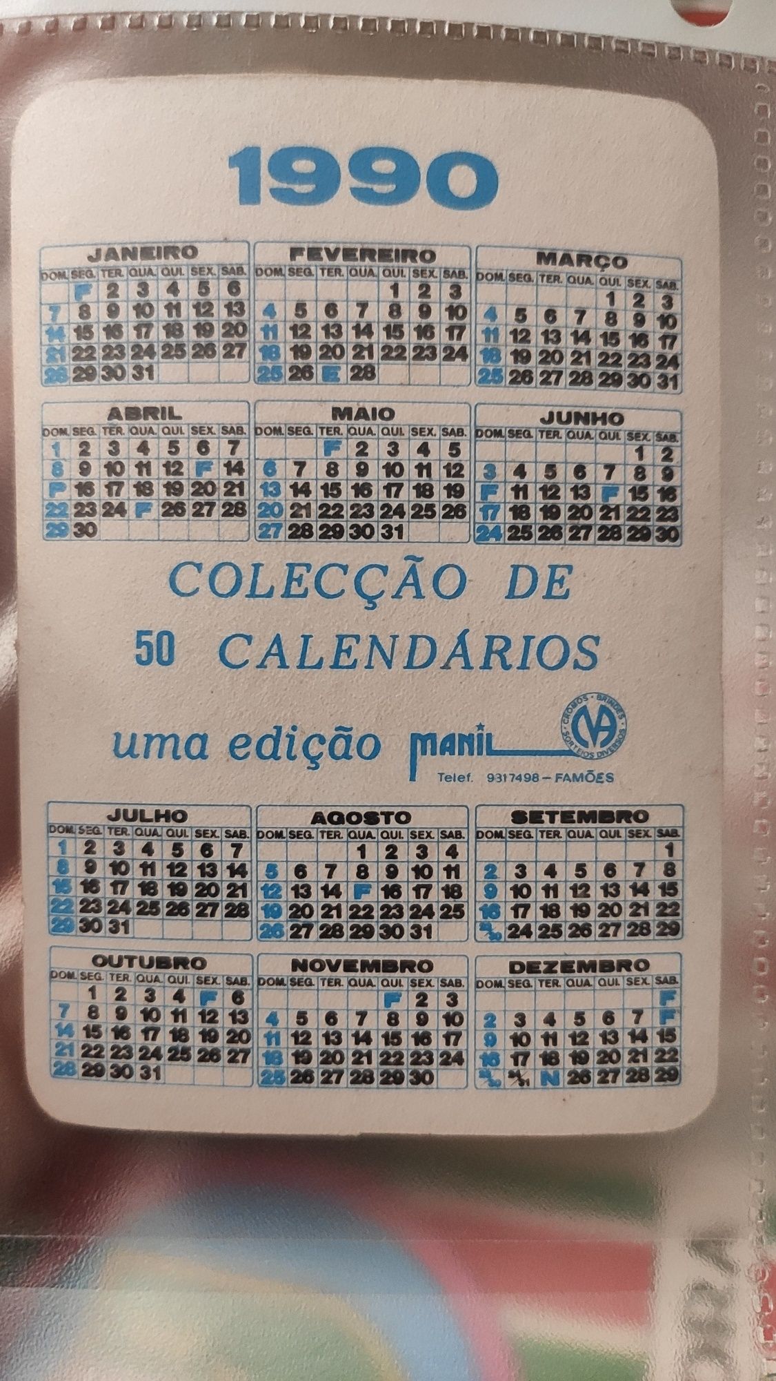 Calendários antigos -  Futebol Bola Mundial Portugal- Manil + outras