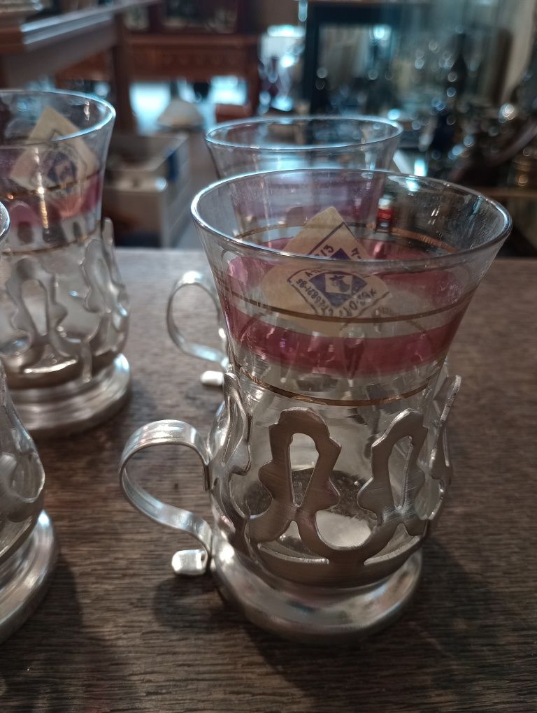 Szklanki koszyczki do kawy Komplet 6 sztuk Vintage
