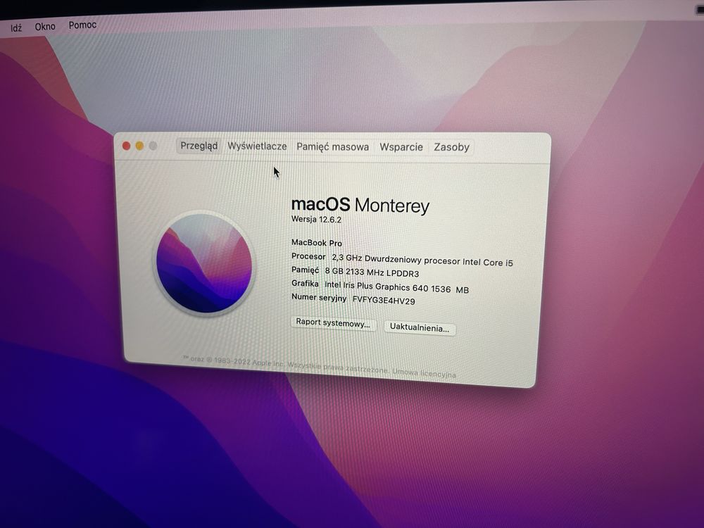 Apple Macbook Pro A1708 i5 2.3GHz 8GB 256SSD