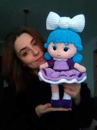 Pluszowa lalka Maskotka z niebieskimi włosami Dla dziewczynki Zabawka