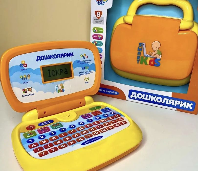 Ноутбук дитячий навчальний Дошколярик від 3 років букви цифри звуки