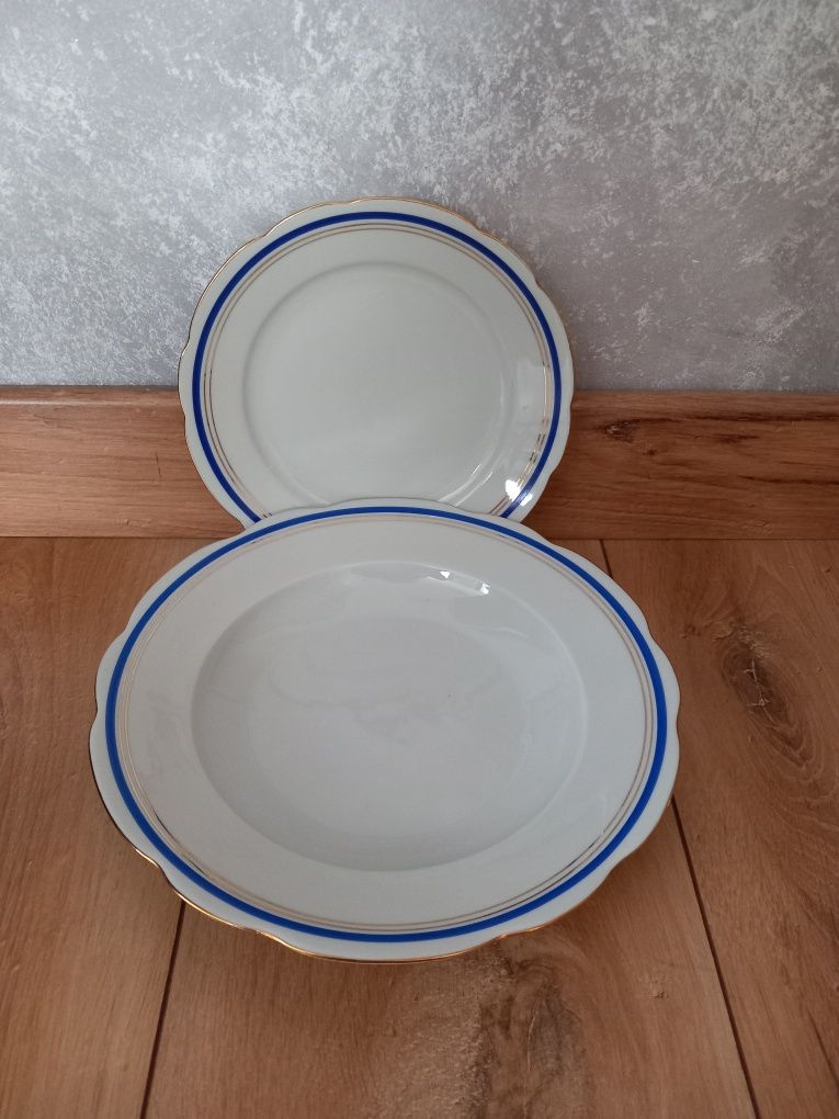 ĆMIELÓW PORCELANA VINTAGE UNIKATOWY talerze talerzyk talerz 2 sztuki