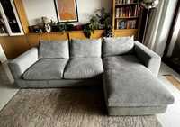 Sofa, kanapa narożna szara z szezlongiem