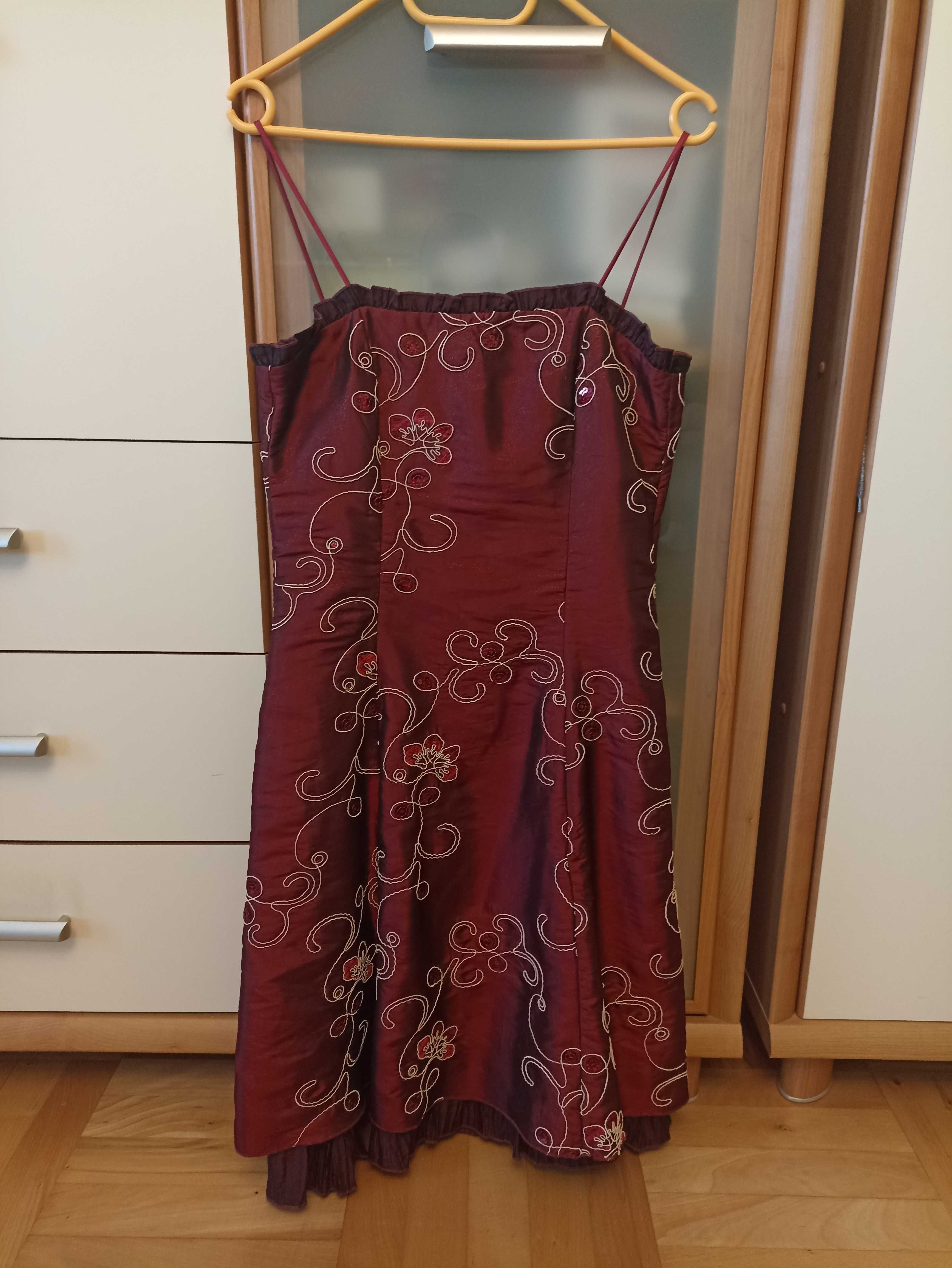 Elegancka sukienka na ramiączkach z żakietem, rozmiar 38
