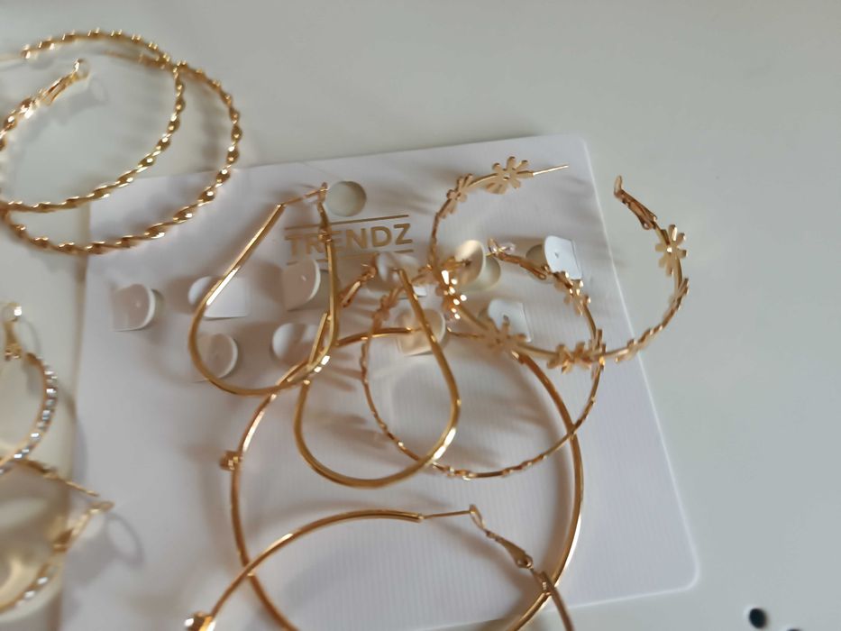 Kolczyki 5 par sztuczna biżuteria złote