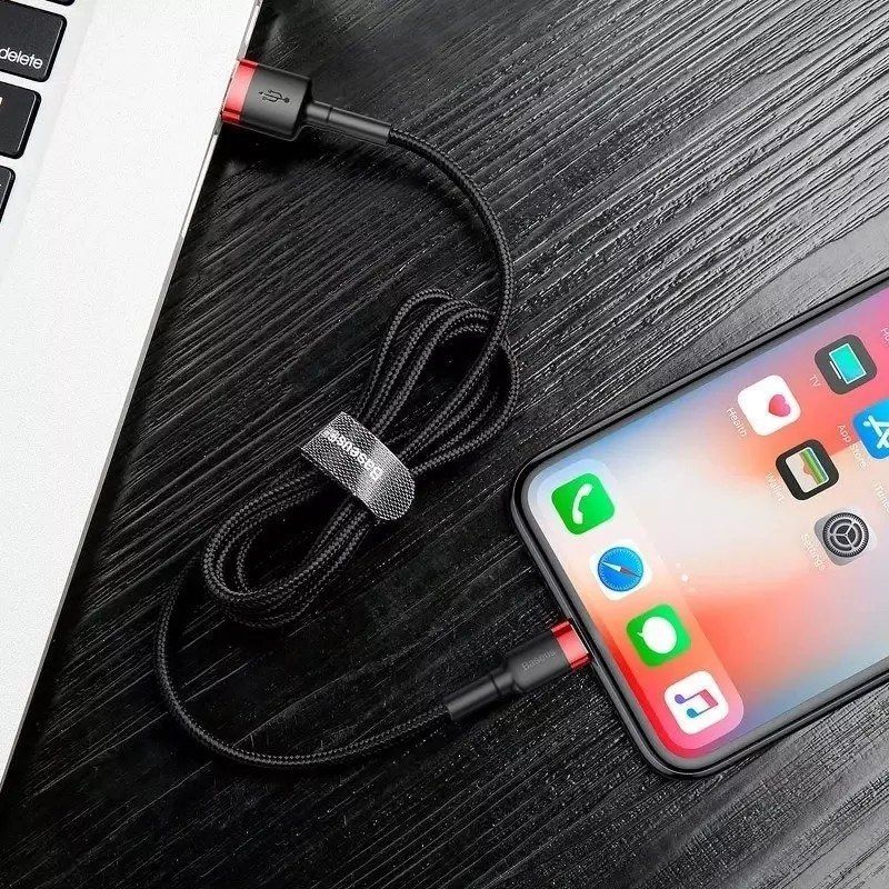 baseus cafule 2a 3m lightning usb kabel (černo-červený)
