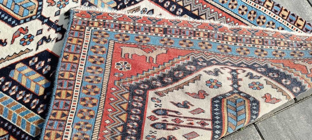 Dywan wełniany tkany ręcznie 157 x 104 cm wełna turecki piękne kolory