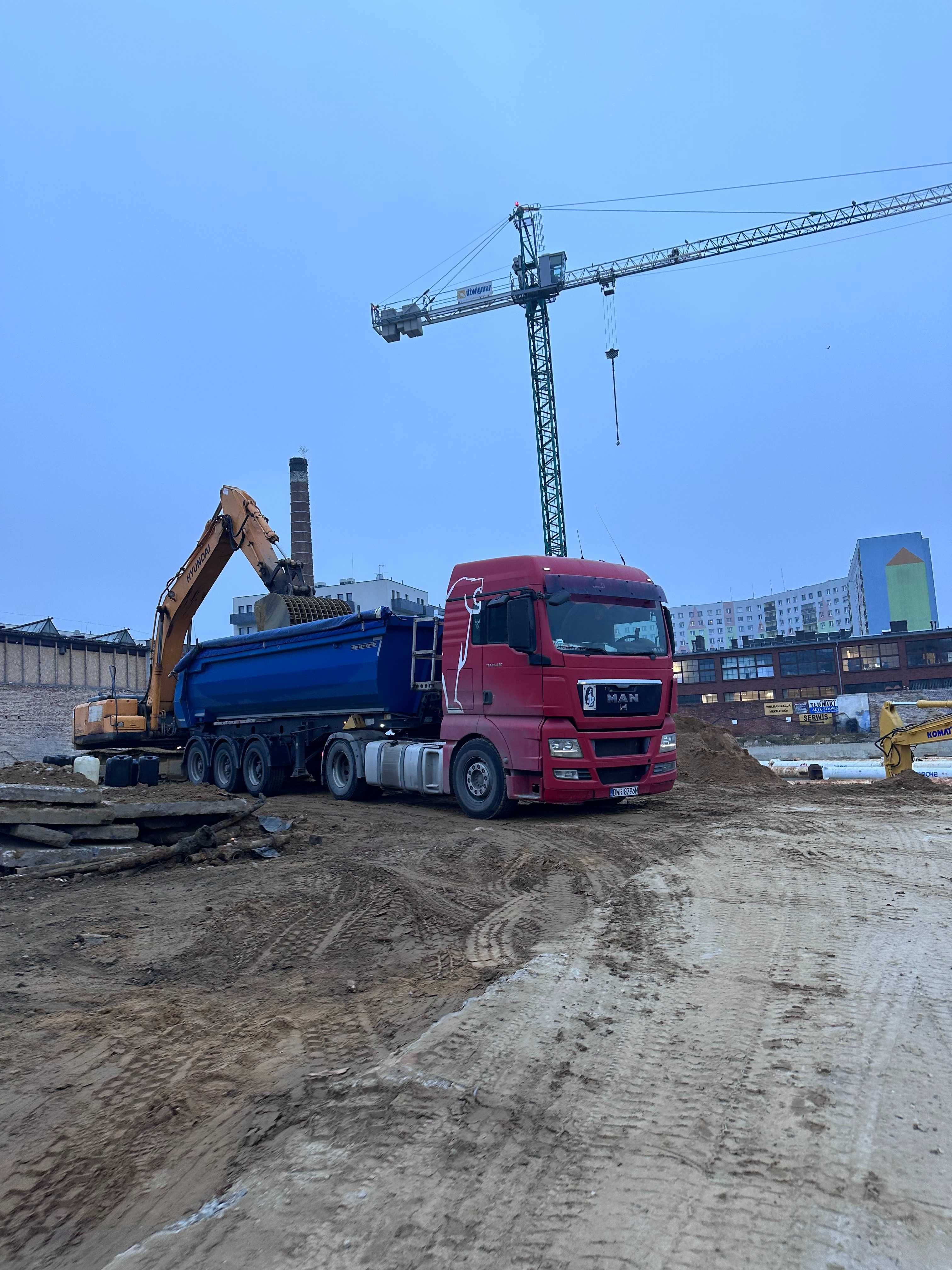 Transport ziemi, kruszyw, piasku 1/12 ton, 20/26 ton, Wywozy