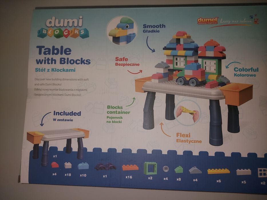 Klocki sylikonowe dumi blocks ze stolikiem Nowe