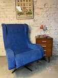 Ogromny tapicerowany obrotowy fotel prl vintage retro