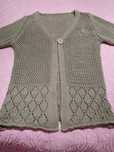 Casaco bege malha, mangas 3/4, senhora, S/M