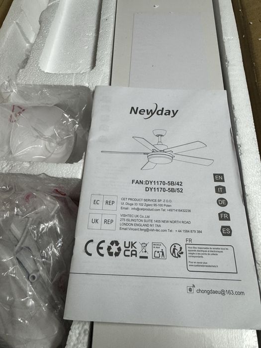 Nowoczesny wentylator sufitowy z oświetleniem led 132 cm biały z pilot