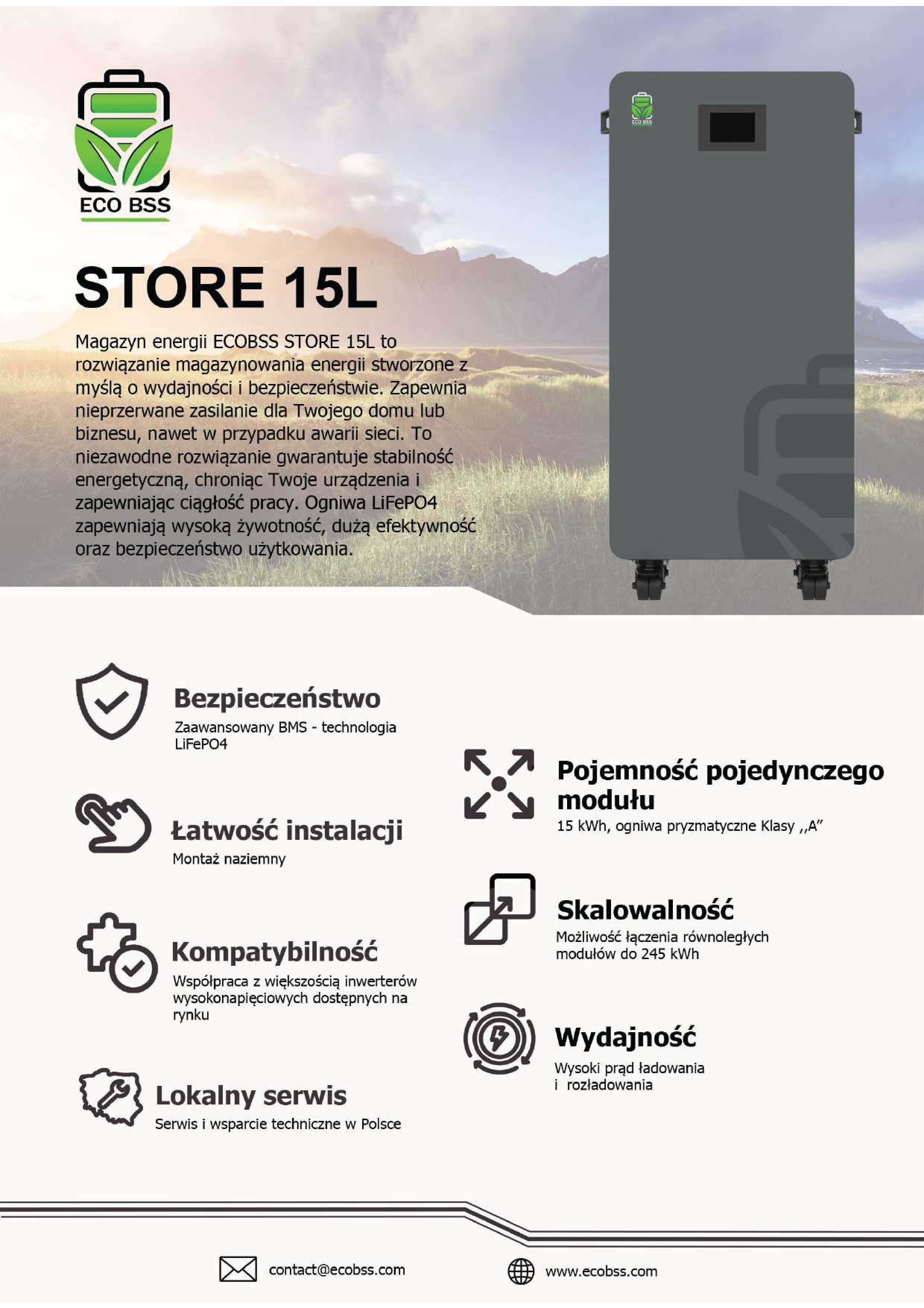 Magazyn energii EcoBSS 15kWh Warszawa (BRUTTO)