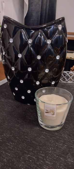 Piękny wazon z cyrkoniami + świeczka