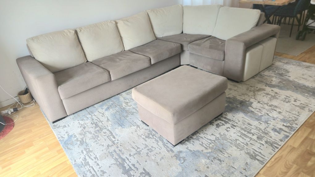 Sofá de Canto c/chaise + 2 bancos