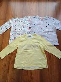3 bluzeczki bawełniane dla dziewczynki H&M i Cool Club rozm. 80 cm