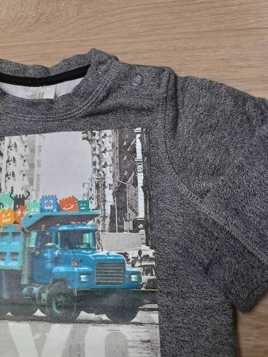 Bluza długi rękaw szary melanż NYC 'H&M' 74