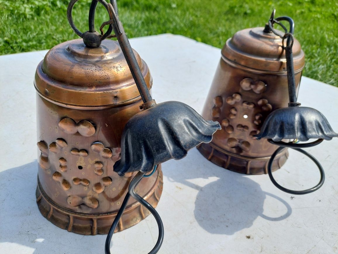 2 lampy miedziane rustykalne