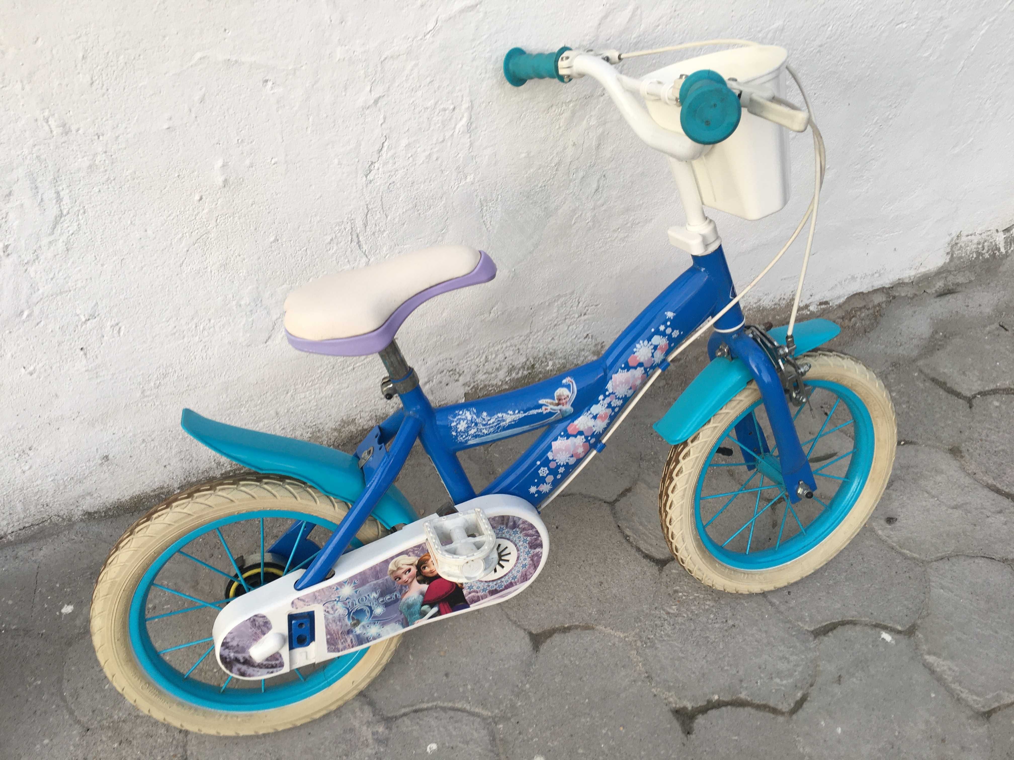 Bicicleta Frozen, roda 14" azul menina idade 4-7 anos