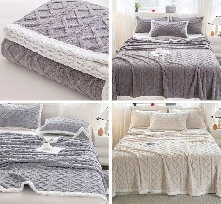 Новый теплый плед плюшевое покрывало двухспальный, евро размер