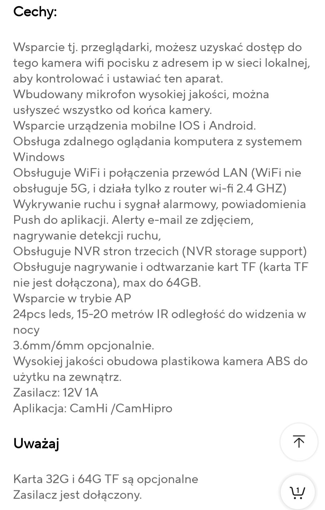 Kamera ip nowa hd wifi