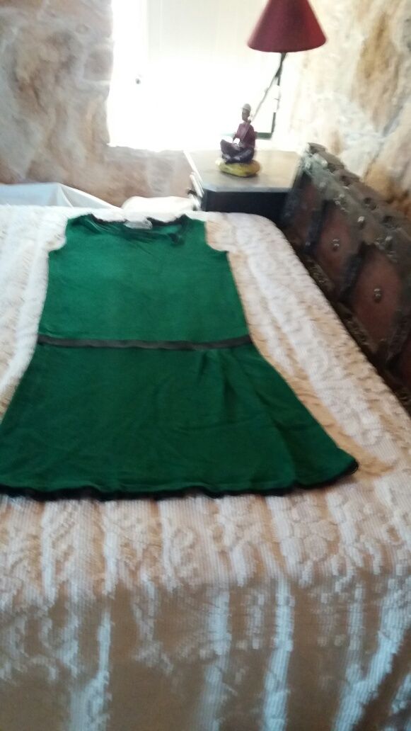 Vestido original/ Verde  e preto /tintoreto