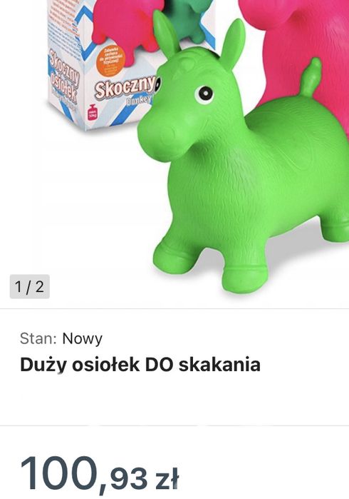 Gumowy osiołek, dmuchany zielony osiołek dla dzieci/ konik do skakania