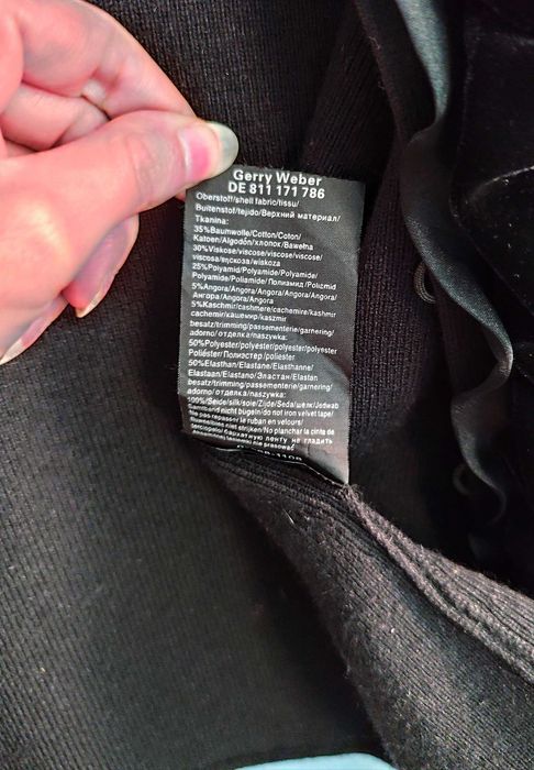 Gerry Weber elegancki sweter kardigan z falbankami premium