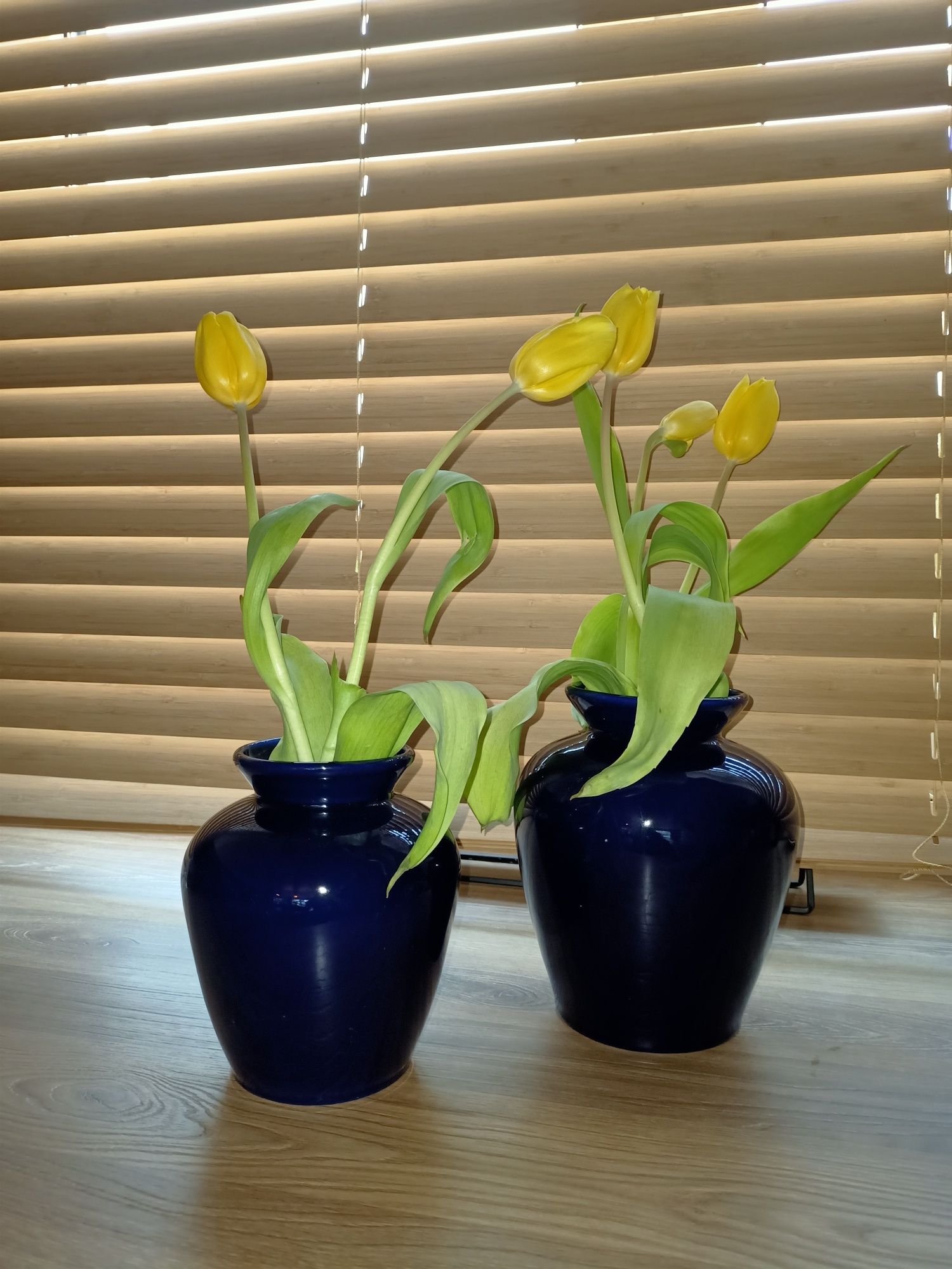 Kobaltowe stare wazony vintage retro PRL na kwiaty wazon stary stylowy