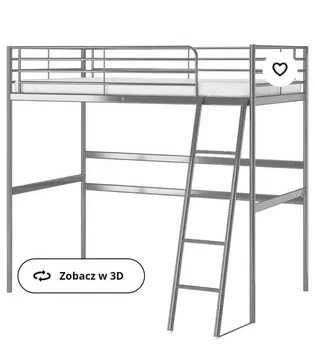 Łóżko na antresoli Ikea Svarta 90x200 cm z materacem