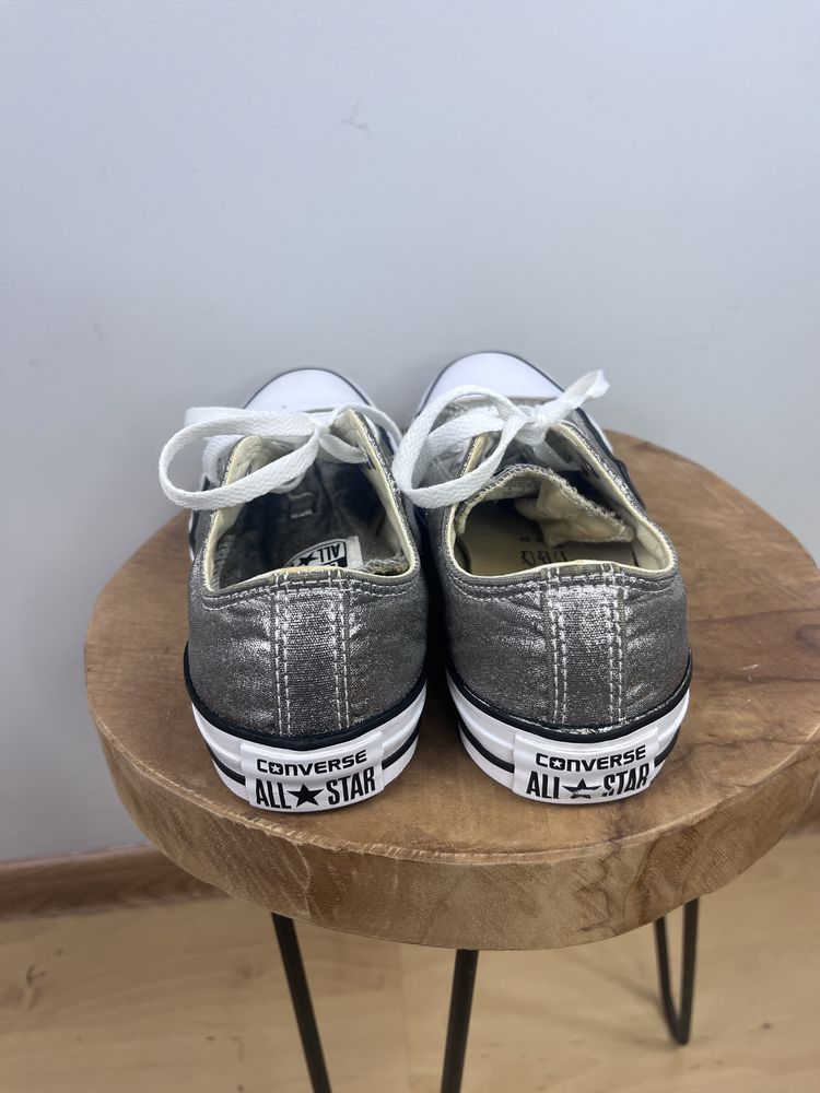 Srebrne metaliczne buty sportowe trampki tenisówki Converse 37,5