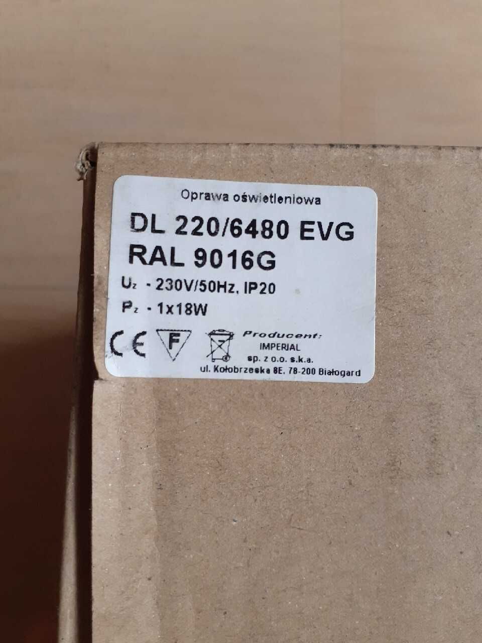 Oprawa IMPERIAL DL220/6480 EVG 1x18W biała RAL9016G