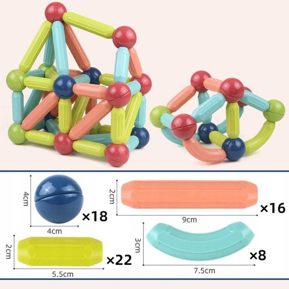 ZESTAW XXL Klocki Magnetyczne Edukacyjne Magnes