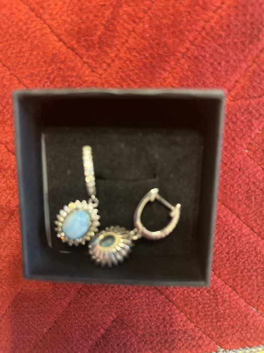 Сережки, срібло 925 , кульчики з натуральним ларімаром