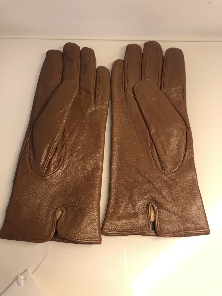 Rękawiczki brązowe skóra naturalna nowe