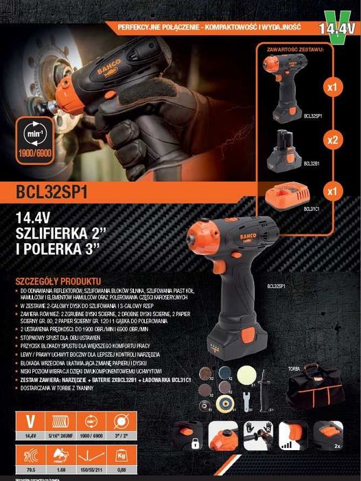 BAHCO polerka / szlifierka 14,4V