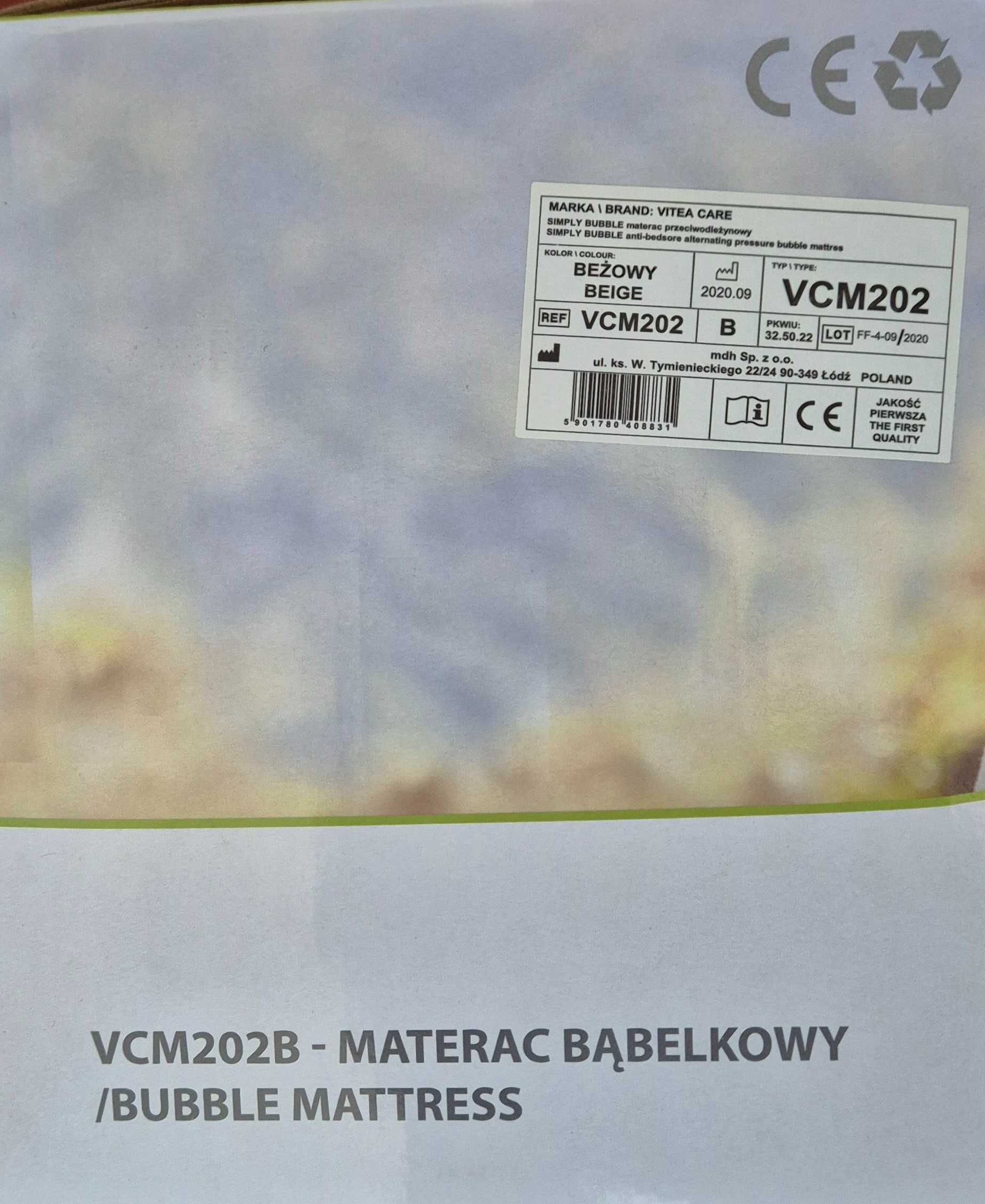 Materac przeciwodleżynowy z pompą firmy Vitea Care (Simple Bubble)