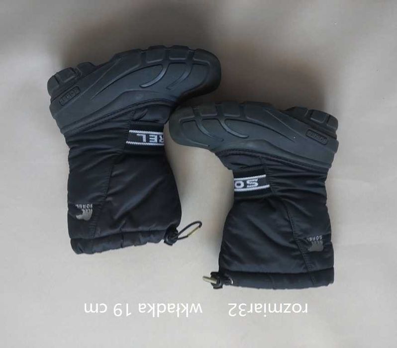 Buty śniegowce Sorel ciepłe czarne 32 wkładka 19 cm świetny stan