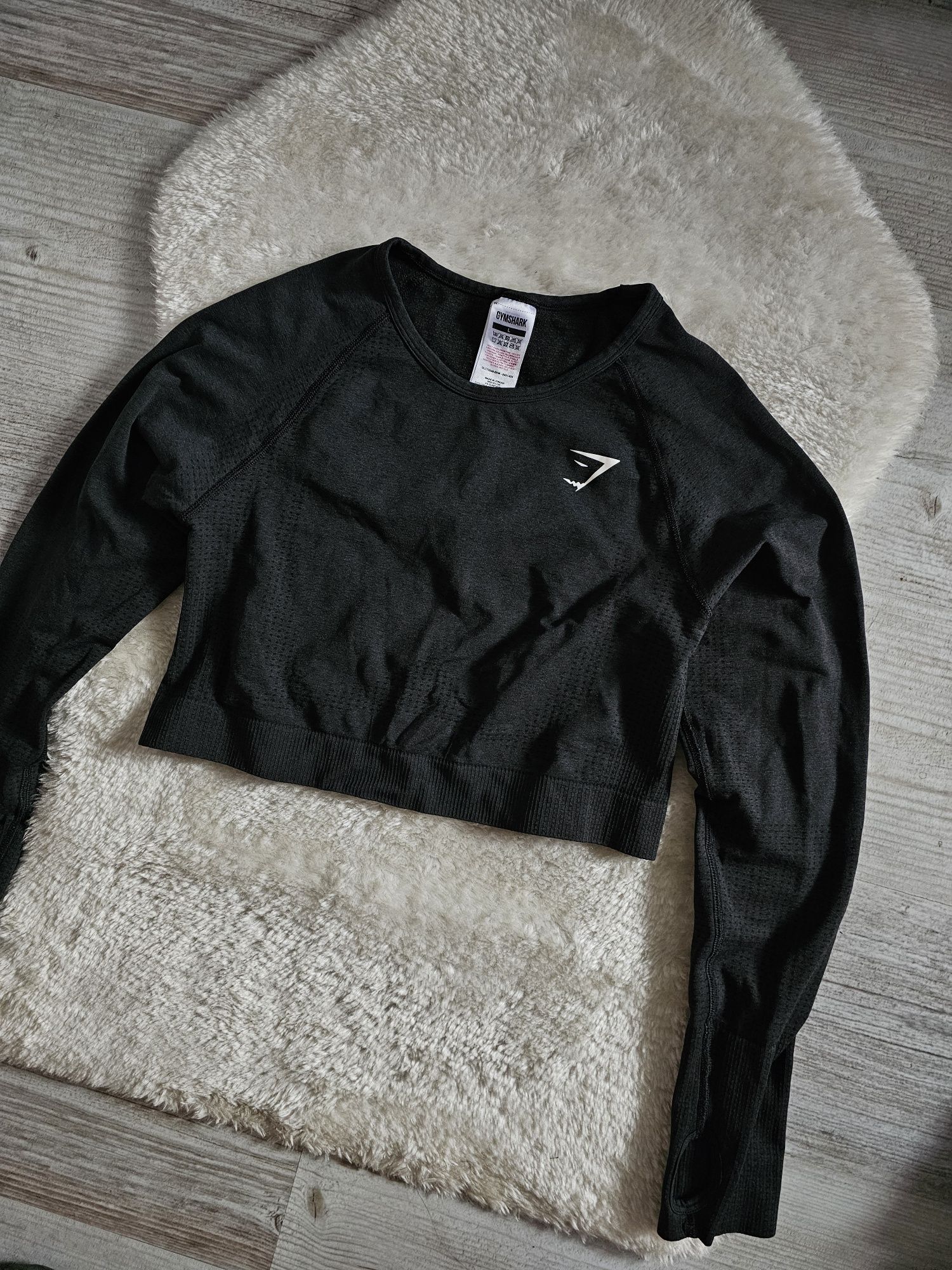 Gymshark Vital Seamless Crop Top Rozmiar L Czarny Long Sleeve Koszulka
