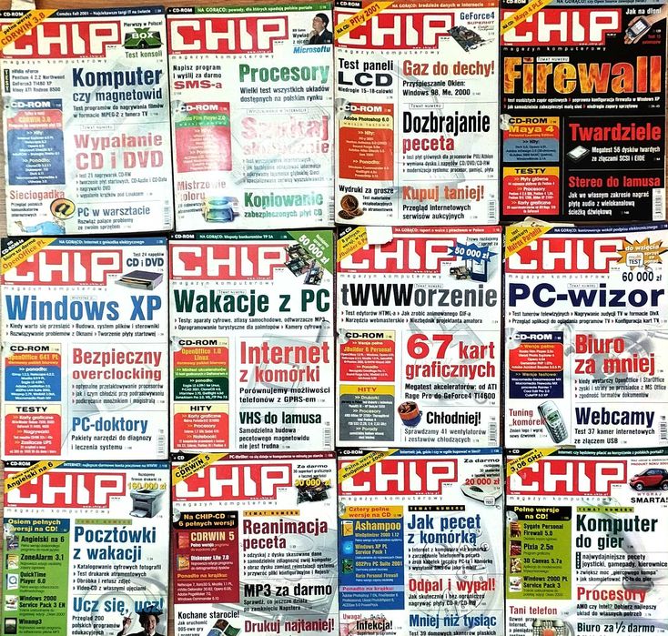 CHIP magazyn komputerowy 2002 / 12 wydań+ 12 płyt