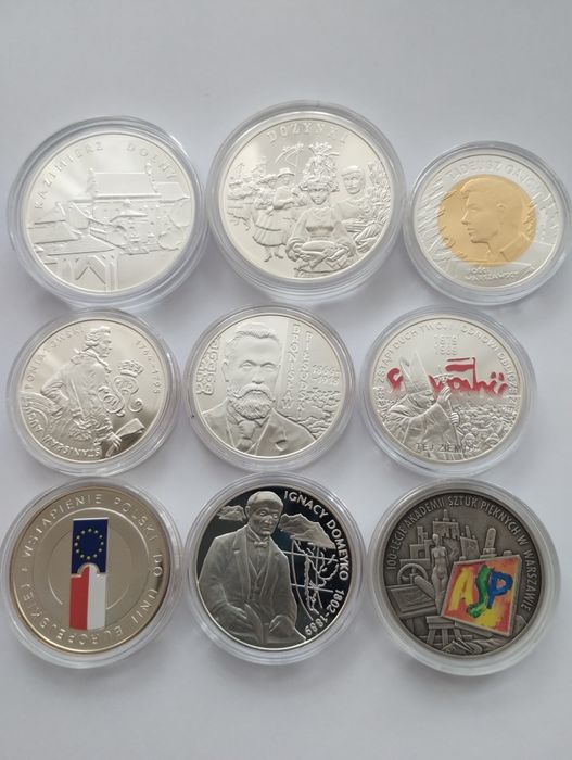 Zestaw srebrnych monet nr 7 + 4 foldery