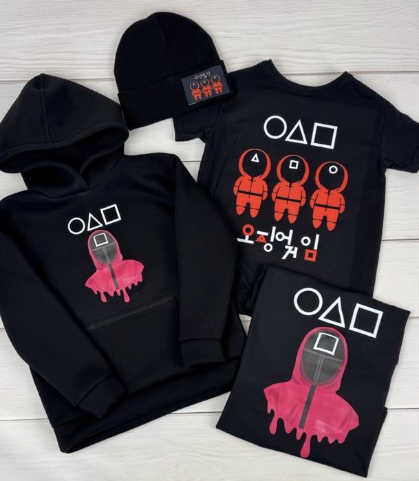 ГРА В КАЛЬМАРА SQUID GAME футболки світшоти толстовки костюми шапки